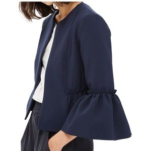 Topshop Frill Sleeve Double Breasted Jacket NWT